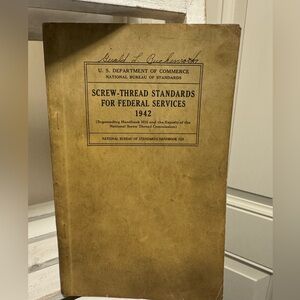 1942 Screw-Thread Standards For Federal Services Handbook US Dept of Commerce